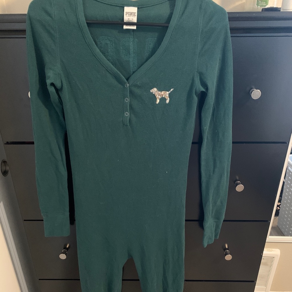 PINK Victoria's Secret Teal Long Sleeve Onesie